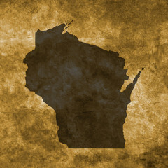 Grunge illustration with the map of Wisconsin