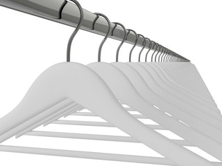 White clothes hangers isolated