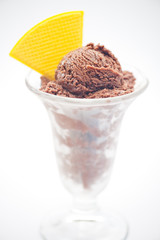Chocolate ice cream in a glass