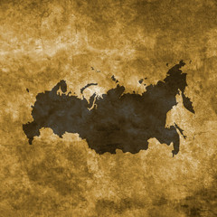 Grunge illustration with the map of Russia