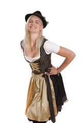 Fototapeta premium Young blonde woman in traditional bavarian costume