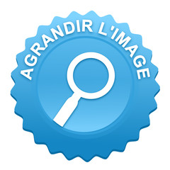 agrandir l'image sur bouton web denté bleu