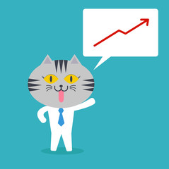 Cat in business quote with profit graph
