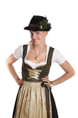 Young blonde woman in traditional bavarian costume