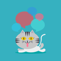 Cat lay down speech with many bubble quote