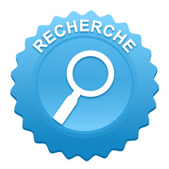 recherche sur bouton web denté bleu