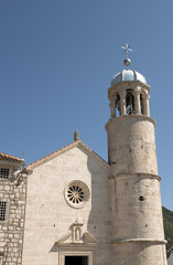 Fototapeta na wymiar Our Lady of the Rocks Church on manmade islet, Montenegro.
