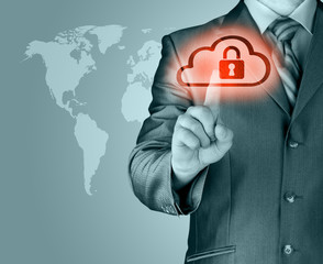 Secure Online Cloud Computing Concept with business man