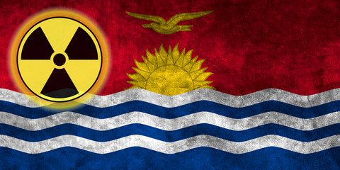 Fototapeta premium Grunge flag background with nuclear sign - Kiribati
