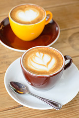Close up Coffee latte art on black background