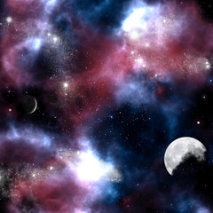 Obraz na płótnie Canvas Solar system with milky way, nebulas and stars