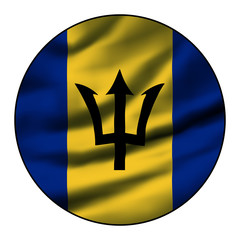 Illustration of a waving flag in a round circle - Barbados