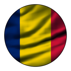 Illustration of a waving flag in a round circle - Chad