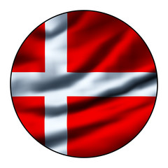 Illustration of a waving flag in a round circle - Denmark