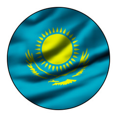 Illustration of a waving flag in a round circle - Kazakhstan