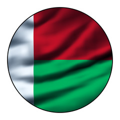 Obraz premium Illustration of a waving flag in a round circle - Madagascar