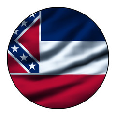 Illustration of a waving flag in a round circle -  Mississippi