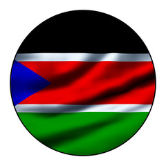 Illustration of a waving flag in a round circle - South Sudan