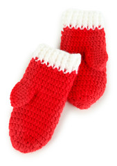Obraz na płótnie Canvas Red winter mittens isolated on whited