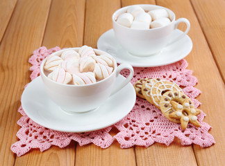 Cups of hot chocolate with marshmallows