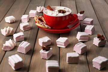 Cup of hot chocolate with marshmallows