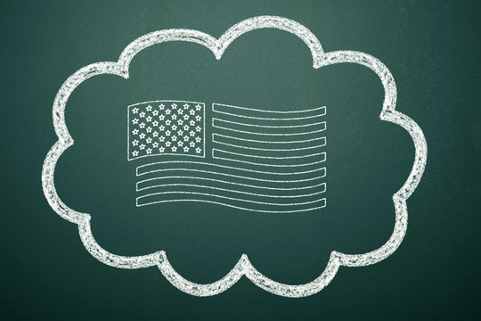 Drawing U.S.A Flag on the blacboard