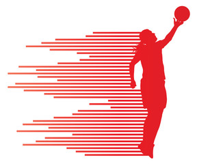 Woman basketball player vector background concept made of colorf