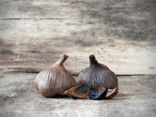 Fermented black garlic bulbs and cloves