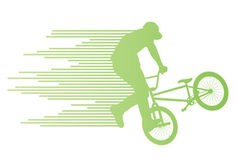 Obraz premium Extreme cyclists bicycle rider active teenager sport silhouettes