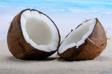 Kokosnuss am Strand Nahaufnahme