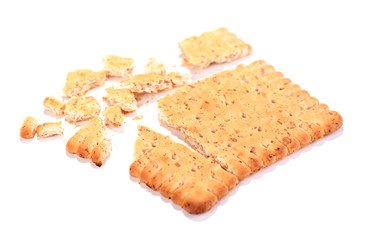 Crushed cookie isolated on white