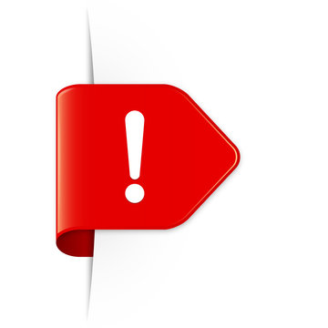Exclamation sign - Roter Sticker Pfeil mit Schatten