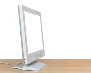 side view of grey display with cut out screen