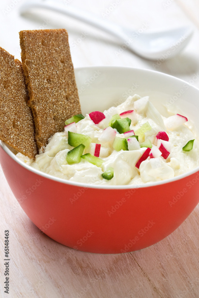 Poster cottage cheese with vegetables