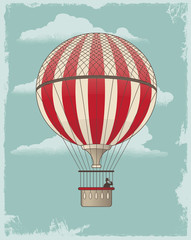 Vintage retro hot air balloon - vector design - 65148842