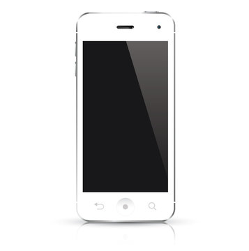 Modern white smart phone isolated. Vector illustration.