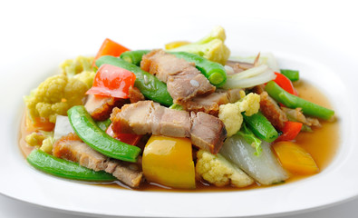 stir fried vegetables on white plate ( healthy food)