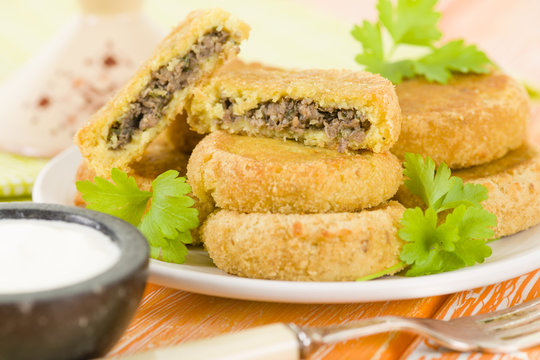 Batata Chap - Middle Eastern potato croquette filled with lamb
