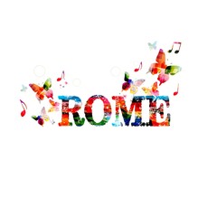 Colorful vector "ROME" background with butterflies