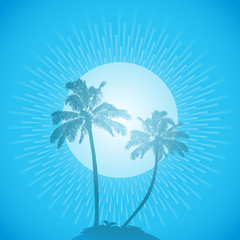 Fototapeta na wymiar palm tree silhouette background blue