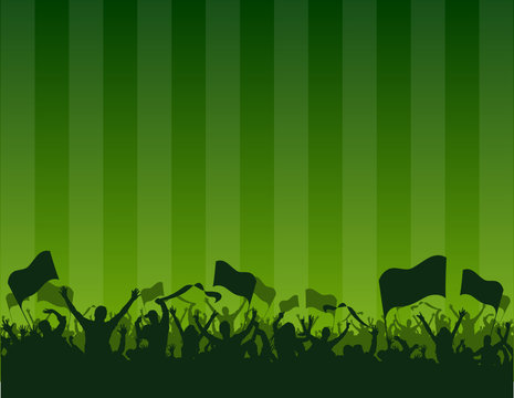 green background fans flags