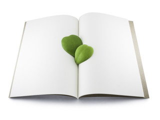 Recycle Notebook with Heart leaf Isolated on White Background