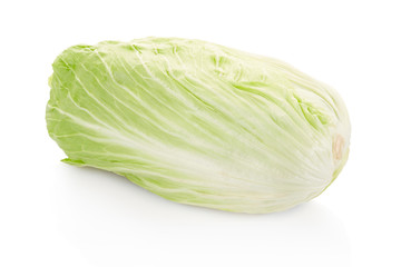 Green long cabbage on white, clipping path included