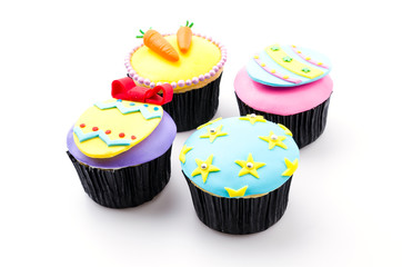 Easter cupcakes isolated white background