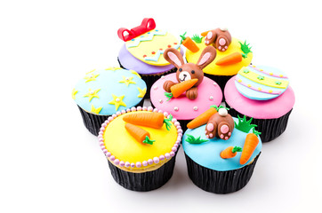 Easter cupcakes isolated white background
