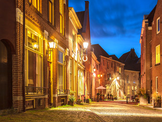 Evening view of the Dutch historic city centre of Deventer