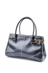 Woman leather bag isolated white background