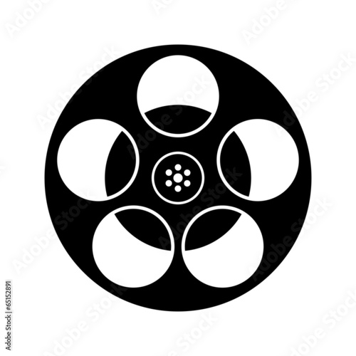 "Black And White Film Reel Icon Isolated" Stock image and royalty-free
