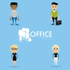 Set Of Funny Office Characters Isolated On Background