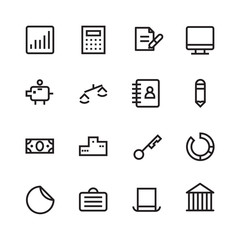 Thin Line Icons For Business and Finance